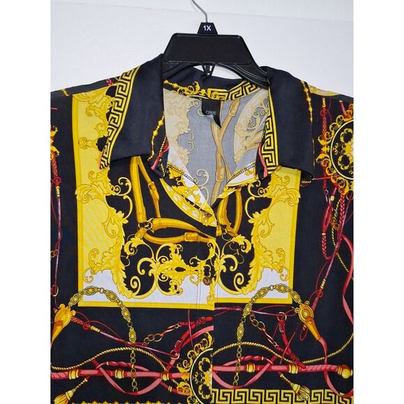 Gibiu Women's Dress Button Front Equestrian Bit & Bridle Colorful Officecore XXL - Picture 2 of 7